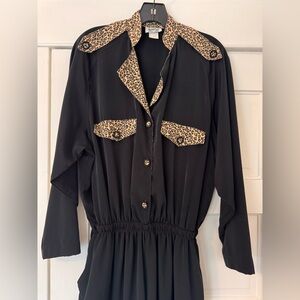 Vintage RIO 80s black with leopard jumpsuit size large